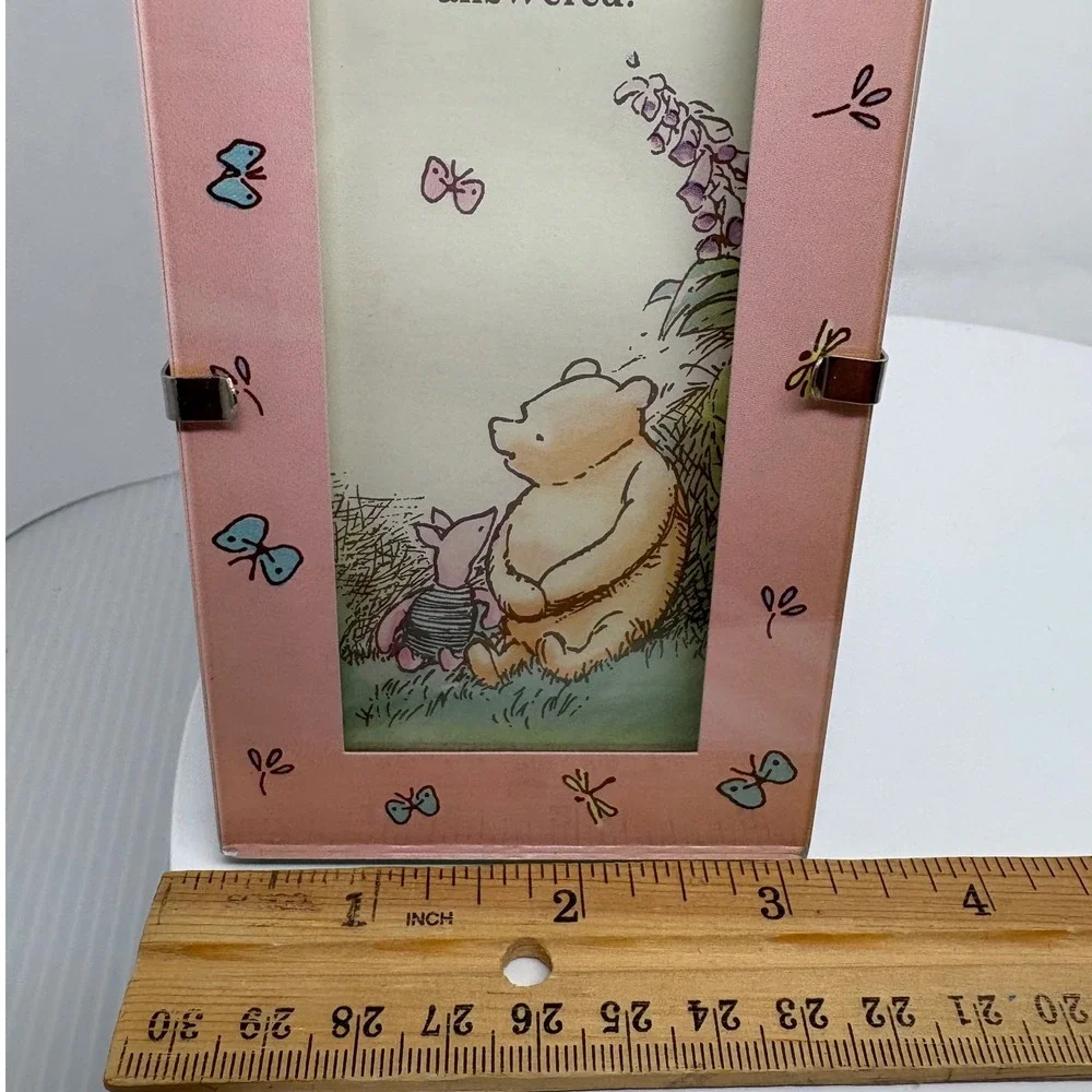 Winnie the Pooh Piglet Pink Picture Frame‎ Photo Display Quote Butterflies